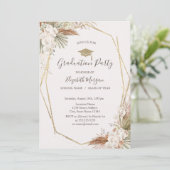 Pampas Blume, Grad Cap, Abschluss Einladung (Stehend Vorderseite)