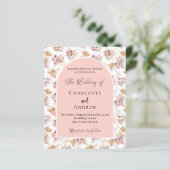 Pampas Blume Rose Gold Budget Hochzeitseinladung (Stehend Vorderseite)