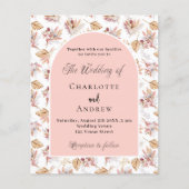 Pampas Blume Rose Gold Budget Hochzeitseinladung (Vorderseite)
