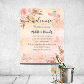 Pampas-Blumen-Schmetterling-Hochzeitsprogramm-Zeit Poster