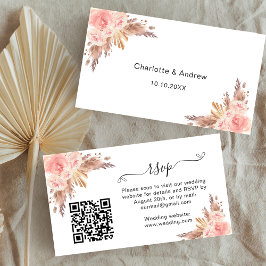 Pampas blush Hochzeitsreaktion Website QR Code UAW Begleitkarte