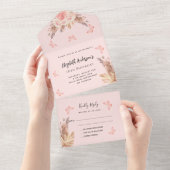 Pampas blütendes Rosa Schmetterlinge UAWG All In One Einladung (Abreißen)