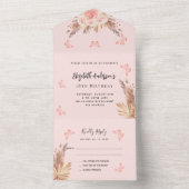 Pampas blütendes Rosa Schmetterlinge UAWG All In One Einladung (Innen Boden)