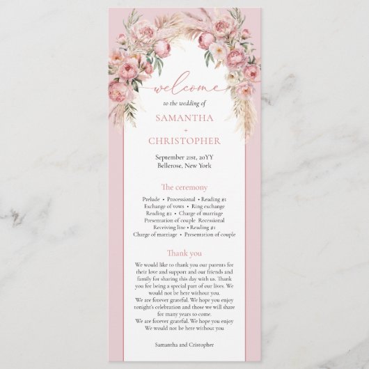 Pampas boho arch boho programm (Vorderseite)