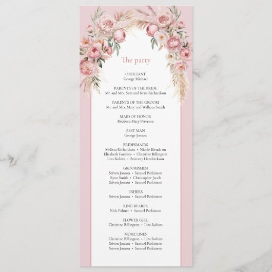 Pampas boho arch boho programm (Rückseite)