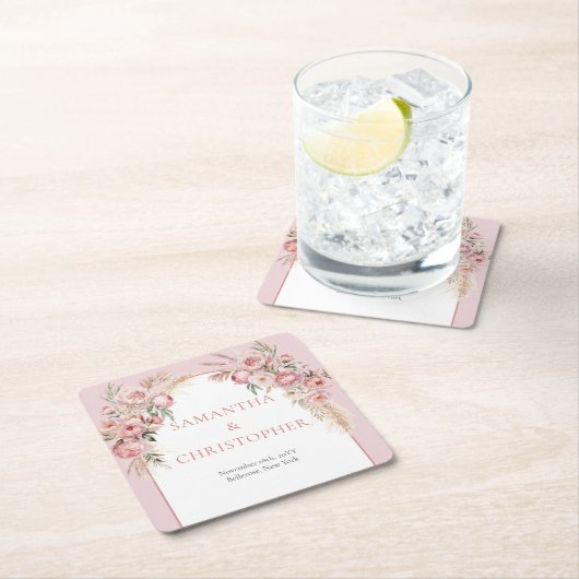 Pampas boho arch eucalyptus rechteckiger pappuntersetzer (Vor Ort)