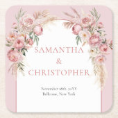 Pampas boho arch eucalyptus rechteckiger pappuntersetzer (Vorderseite)