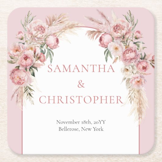 Pampas boho arch eucalyptus rechteckiger pappuntersetzer (Vorderseite)