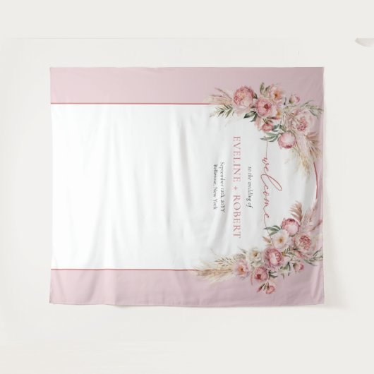 Pampas boho arch sage Hochzeit Wandteppich (Vorderseite (Horizontal))