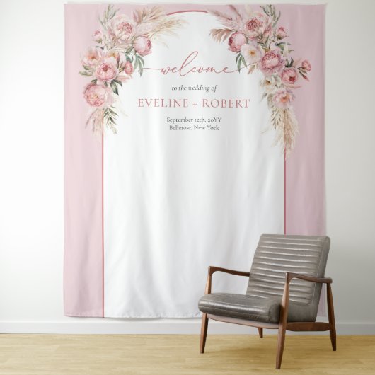 Pampas boho arch sage Hochzeit Wandteppich (Beispiel)