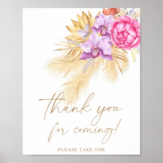 Pampas boho grass - Danke, dass du gekommen bist Poster (Vorne)