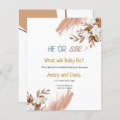 Pampas Boho Grass Gender Reveal Party Einladung (Vorne/Hinten)
