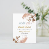 Pampas Boho Grass Gender Reveal Party Einladung (Stehend Vorderseite)