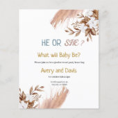 Pampas Boho Grass Gender Reveal Party Einladung (Vorderseite)