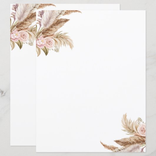 Pampas Boho Papier für Blumengestationery (Vorne/Hinten)