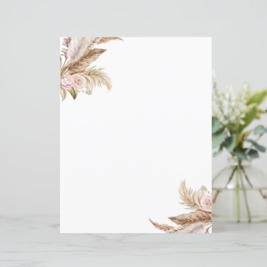 Pampas Boho Papier für Blumengestationery (Stehend Vorderseite)