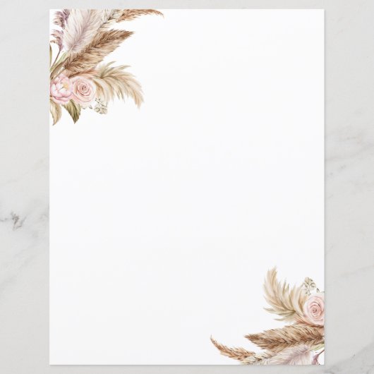 Pampas Boho Papier für Blumengestationery (Vorderseite)