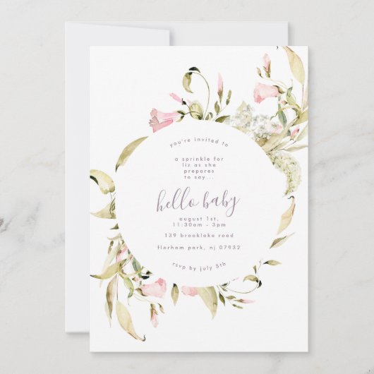 Pampas Boho Wildblume Garden Hello Baby Dusche Einladung (Vorderseite)