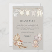 Pampas Boho wir können frühzeitig abwarten Baby-Du Dankeskarte (Vorderseite)