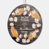 Pampas | Cotton Our First Christmas Mr.| Mrs. Foto Keramik Ornament (Links)