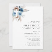 Pampas-Dusty-Blue-Erstkommunion Einladung (Vorderseite)