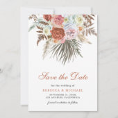 Pampas Earthy Floral Terracotta Wedding Foto Save The Date (Vorderseite)