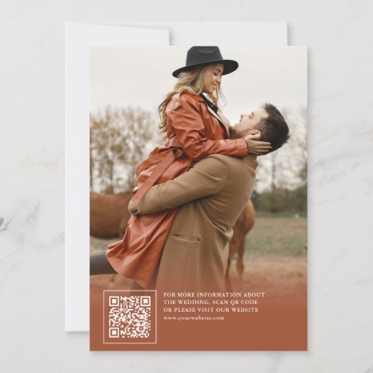 Pampas Earthy Floral Terracotta Wedding Foto Save The Date (Rückseite)