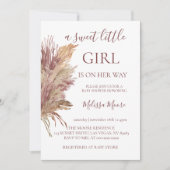 Pampas elegante mauve rosa Babydusche Einladung (Vorderseite)
