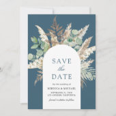 Pampas Eucalyptus Arch Dusty Blue Wedding Save The Date (Vorderseite)
