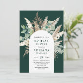 Pampas Eucalyptus Arch Emerald Green Bridal Shower Einladung (Stehend Vorderseite)