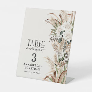 Pampas eucalyptus Tischnummer Sockelschild