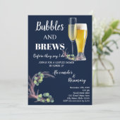 Pampas & Eukalyptus Bubble & Brews Paare Einladung (Stehend Vorderseite)