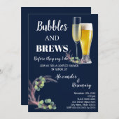 Pampas & Eukalyptus Bubble & Brews Paare Einladung (Vorne/Hinten)
