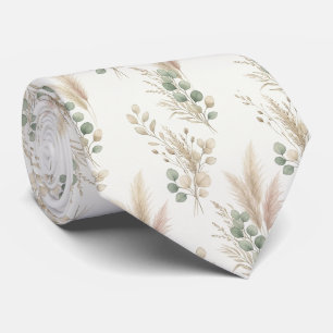Pampas Eukalyptus Trockenblumen-Girlande Muster Krawatte