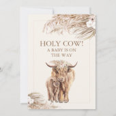 Pampas Floral Highland Kuh Calf Baby Dusche Einladung (Rückseite)