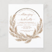 Pampas Floral Wedding Einladung (Vorderseite)