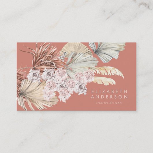 Pampas Florist Terracotta Coral Wüste Premium Visitenkarte (Vorderseite)