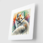Pampas fox 091024AREF135 - Watercolor Quadratische Wanduhr (Winkel)