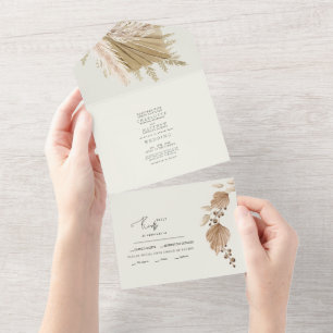 Pampas getrocknete Blume Keine Eltern Hochzeit All In One Einladung