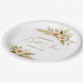 Pampas Gras Aquarell Rhodos elegantes Brautparty Pappteller (Schrägansicht)