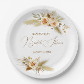 Pampas Gras Aquarell Rhodos elegantes Brautparty Pappteller (Vorderseite)