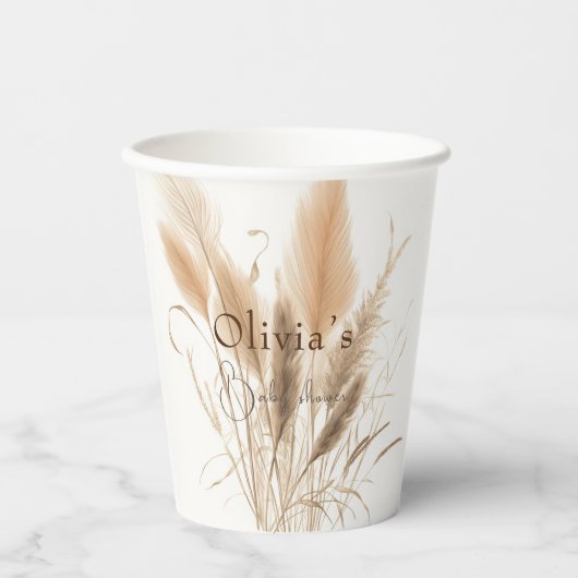 Pampas Gras Baby Dusche Pappbecher (Vorderseite)
