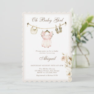 Pampas Gras Baby Mädchen Wäscheleine Baby Shower Einladung