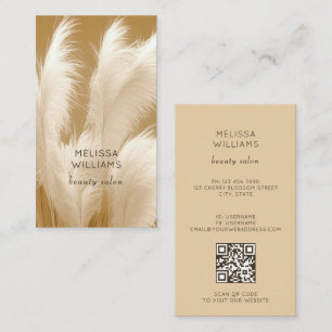 Pampas Gras Beige Sepia Foto QR-Code Visitenkarte