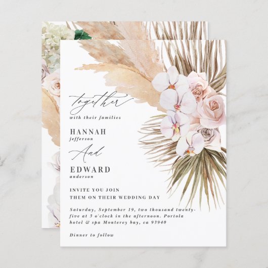 Pampas Gras Blätter orchid rustikale Hochzeit (Vorne/Hinten)