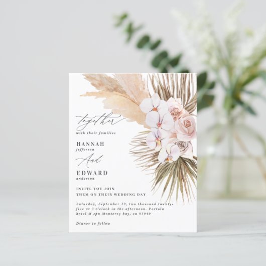 Pampas Gras Blätter orchid rustikale Hochzeit (Stehend Vorderseite)