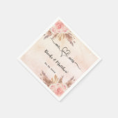 Pampas Gras Blume boho mr mrs Herzenhochzeit Serviette (Ecke)