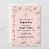 Pampas-Gras-Blume Rose Einladung (Vorderseite)