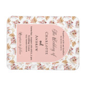 Pampas Gras Blume Rose Goldhochzeit Einladung Magnet (Horizontal)