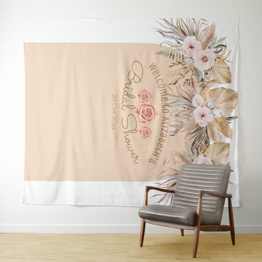 Pampas Gras Blumen Brautparty Hochzeit Braut Wandteppich (Beispiel (Horizontal))